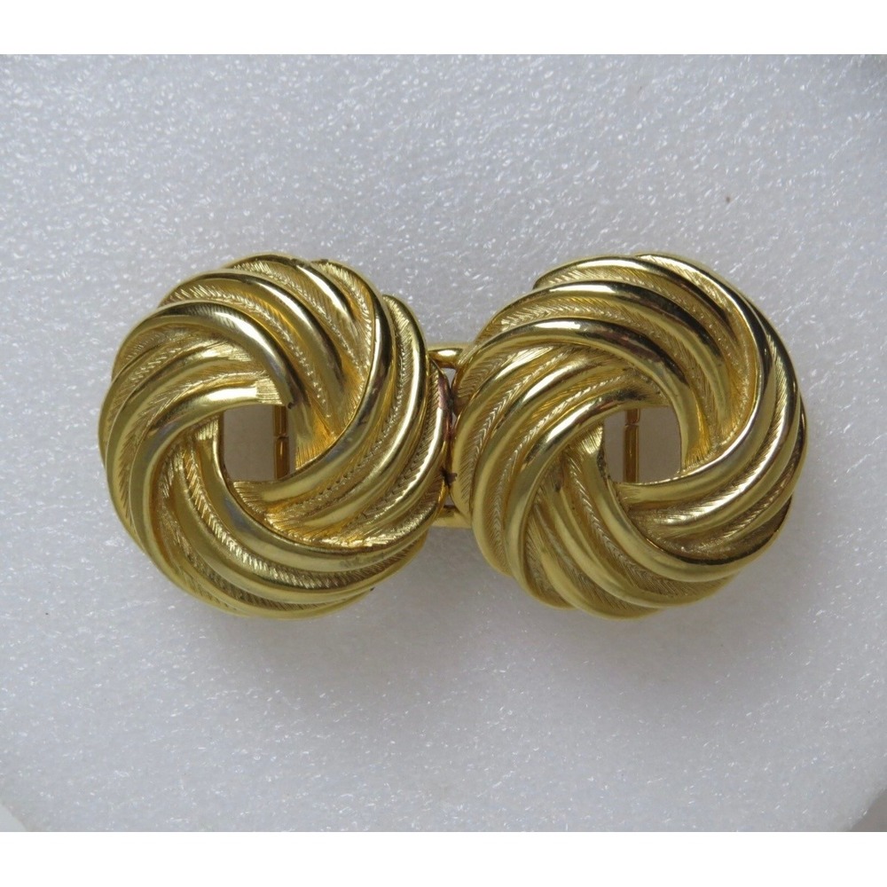 Douglas Paquette Vintage Gold Tone Textured Swirl Interlocking Belt Buckle Set